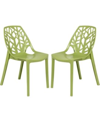 Cornelia Stackable Dining Chair Set of 2 Spring Cut-Out Tree Design Acrylic Accent Side Chair for Kitchen, Living Room, and Dining Area