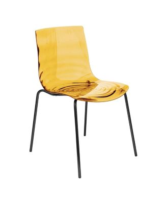 Astor Dining Chair Modern Minimalist Stackable Side Accent Chair, ABS Plastic with Stainless-Steel Legs for Home, Kitchen, Dining Room