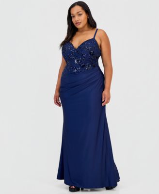 Trendy Plus Size Sequinned Pleated Gown