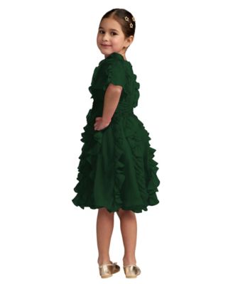 girls green dress near me Girls Mommy And Me Christmas Long Sleeve Velour Knit Skater Dress - GREEN