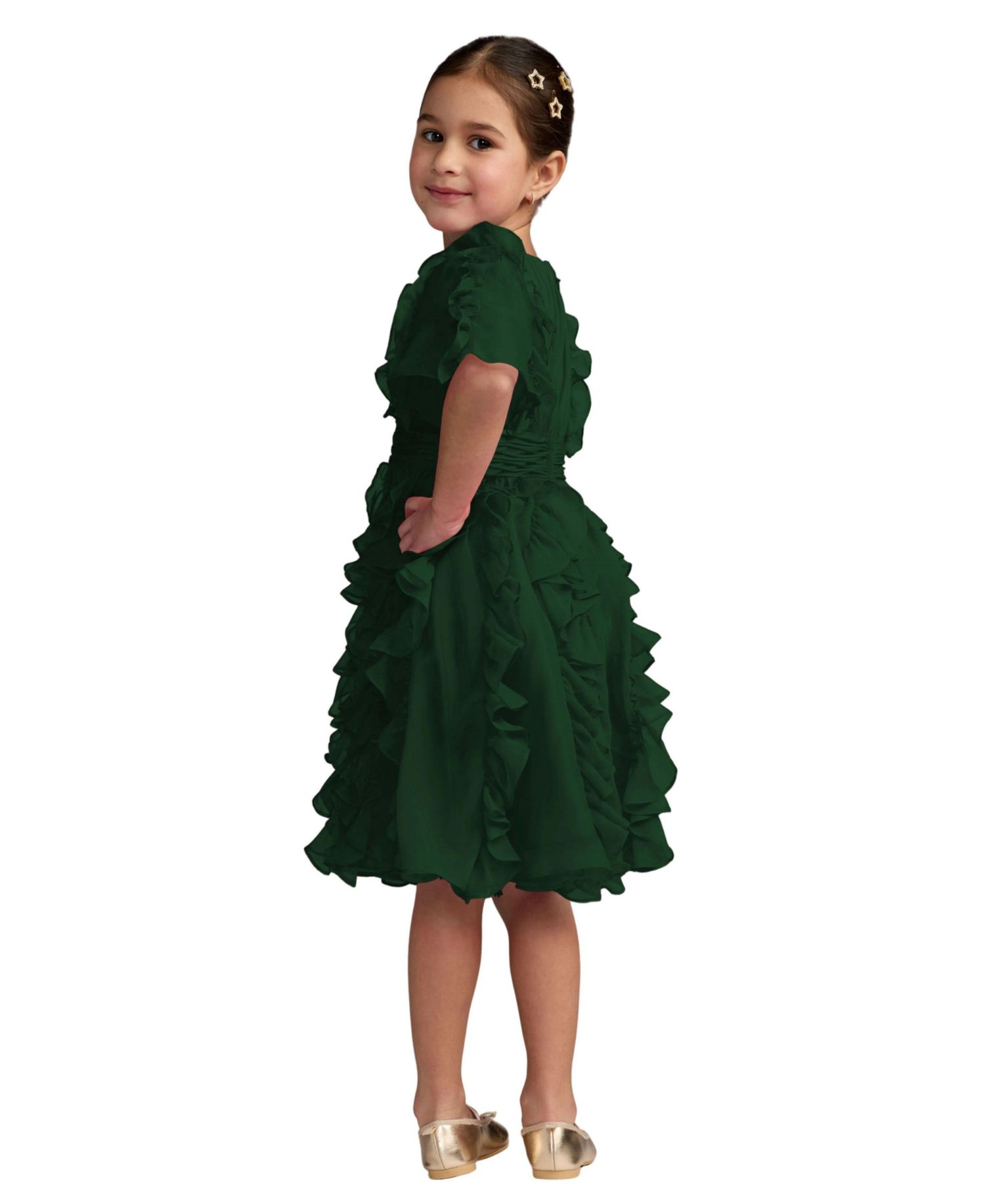 Little Girls High-Neck Ruffle Chiffon Dress