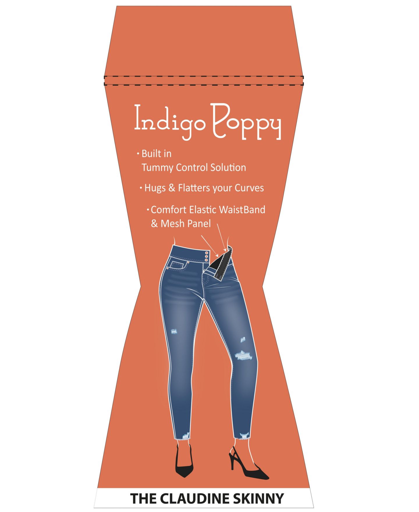 Женские джинсы Indigo Poppy Three Button Tummy Tuck High Rise Skinny, цвет: Средний — фото 7