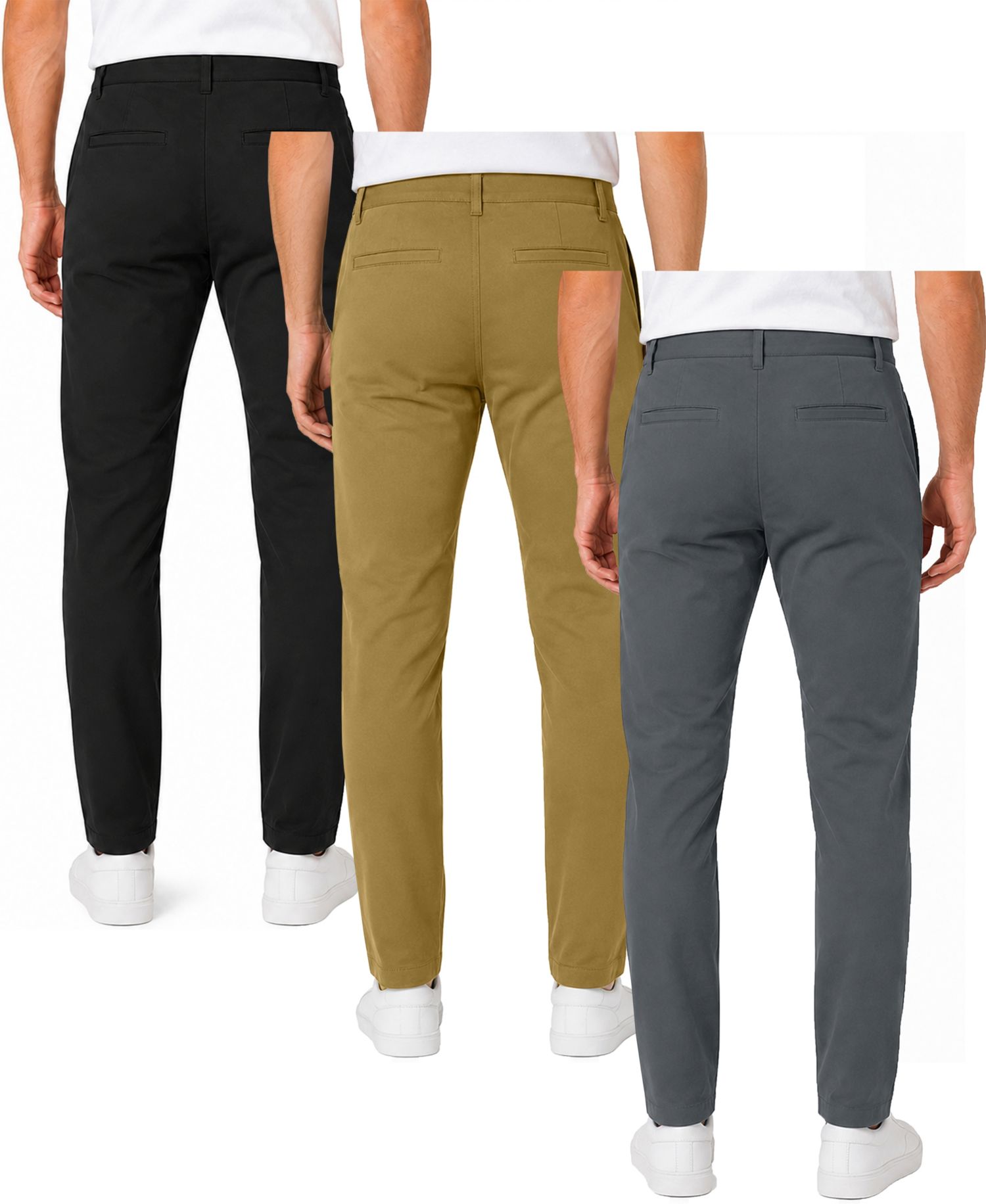 Men's Woven Stretch Slim-Fit Pants, 3-Pack