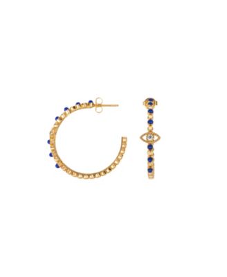 Lapis Lazuli Gold Evil Eye Hoop Earrings