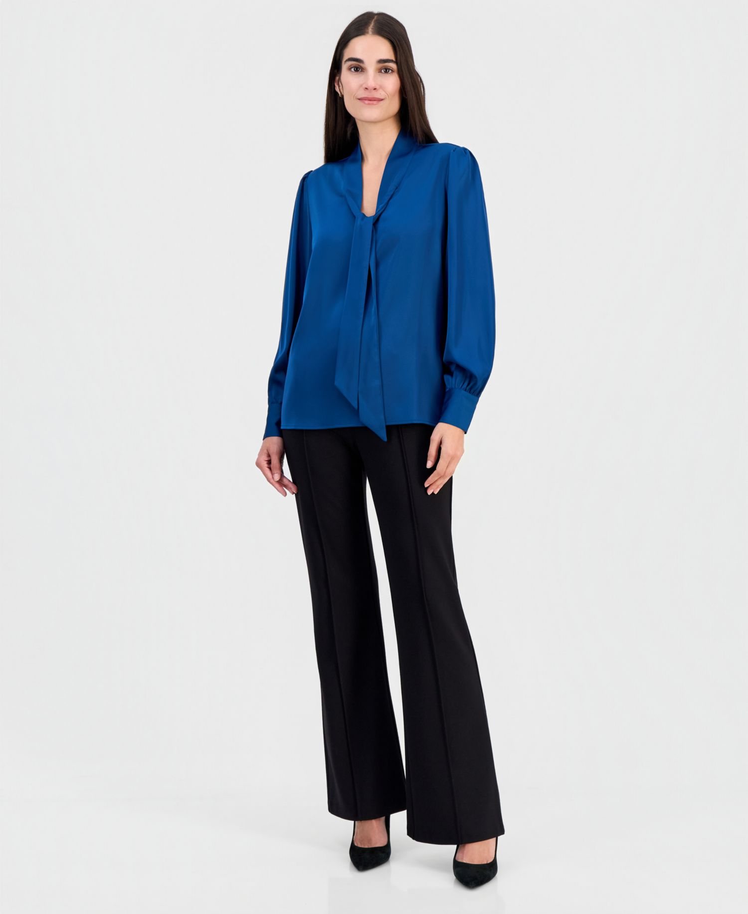 Women's Tie-Neck Long-Sleeve Blouse