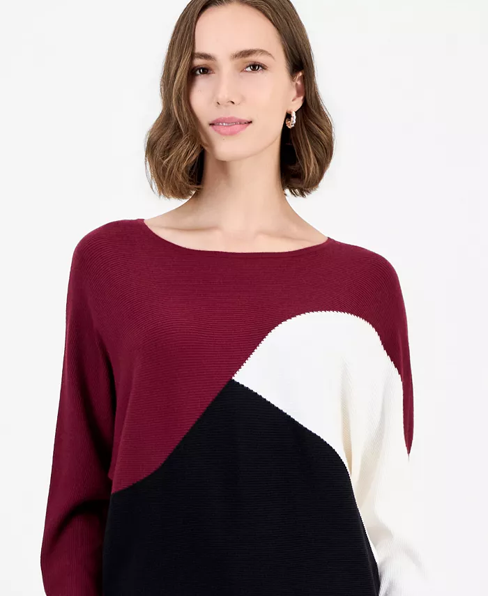 Women's Colorblock Ribbed-Knit Crewneck Pullover - thumbnail 2