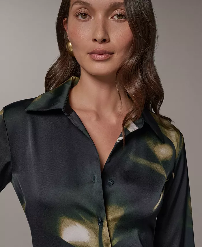 Petite Collared Button-Front Blouse - thumbnail 4