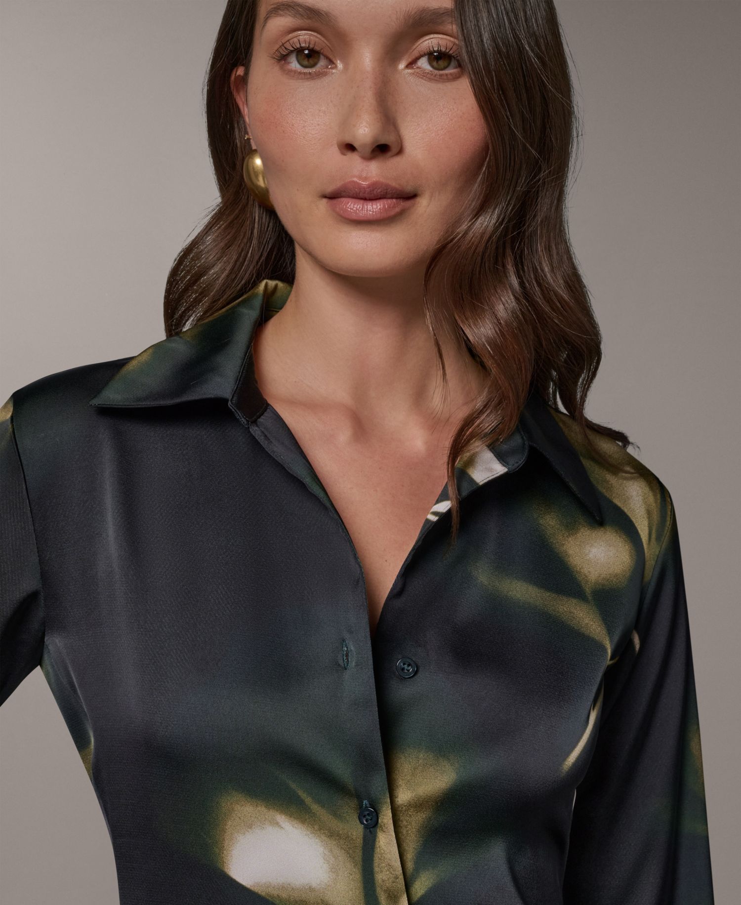 Petite Collared Button-Front Blouse