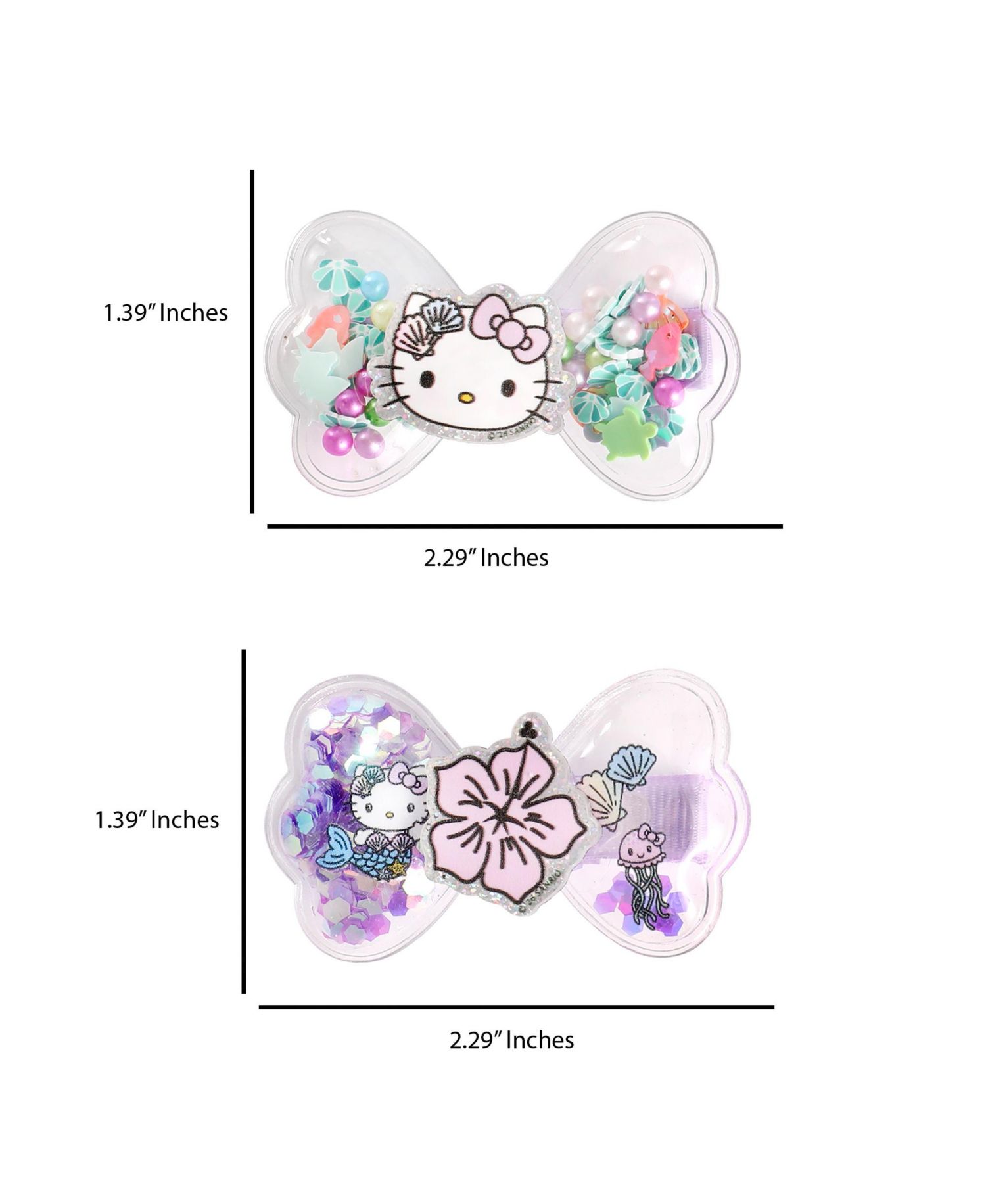 Mermaid Hair Clips 4-Piece Set Official License, Snap Back Shaker Hair Clips, Sanrio Accessories