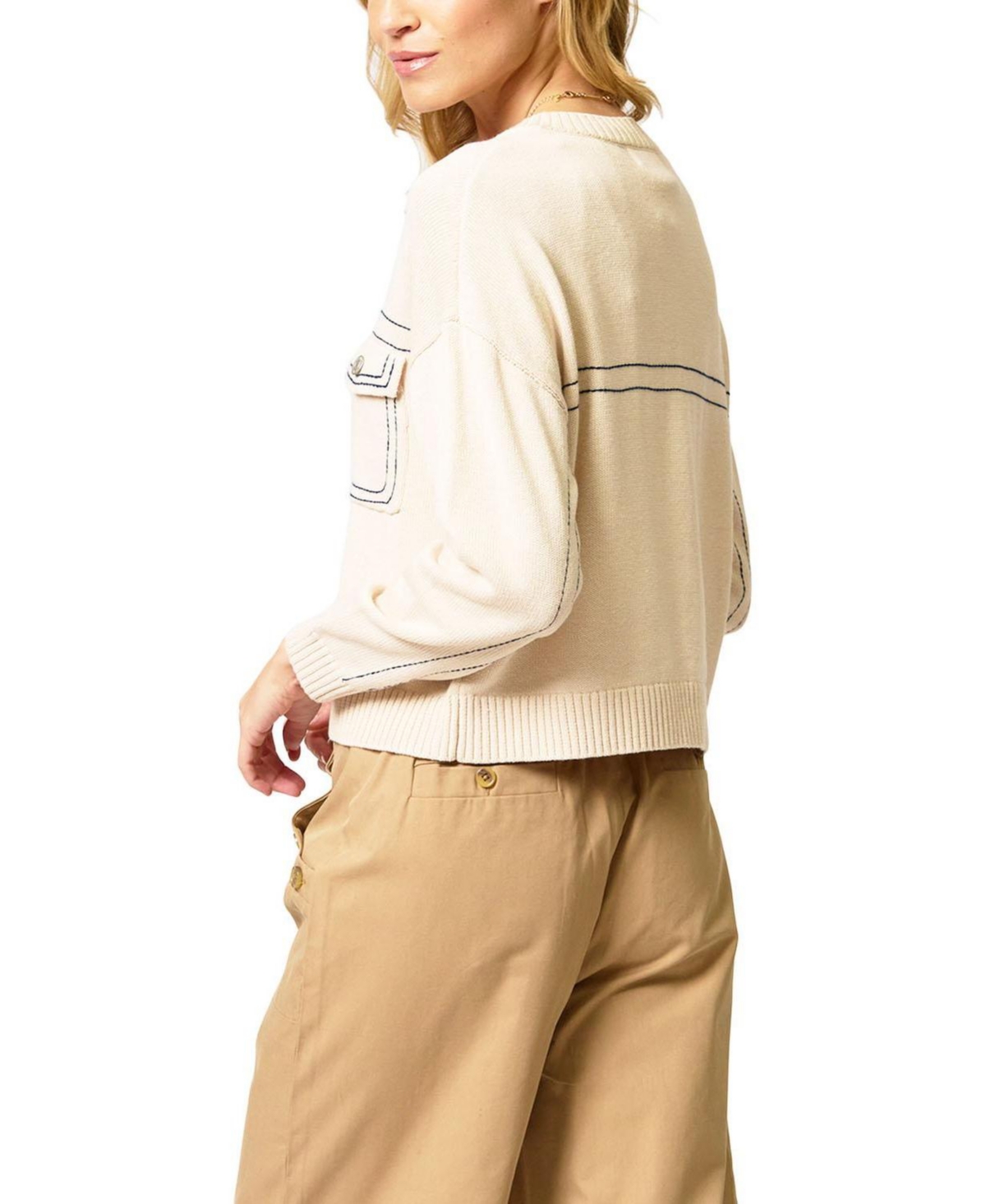 Central Park West Women's Dean Topstitch Sweater