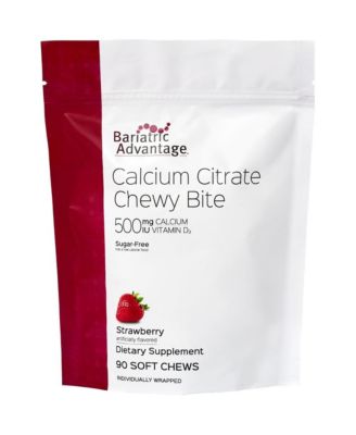 Calcium Citrate Chewy Bites 500 Milligram Highly Absorbable and Digestible Vitamin D3 Easily Chewable Calcium Supplement 90 Count