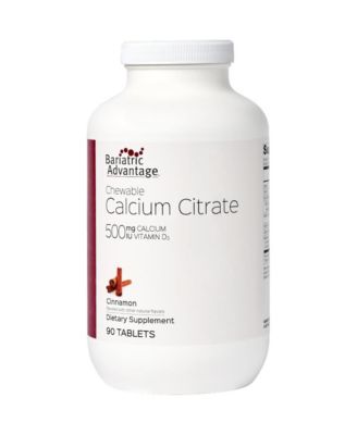 Calcium Citrate Chewable 500mg with Vitamin D3 for Bariatric Surgery Patients Including Gastric - Cinnamon Flavor, 90 Count