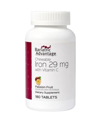 Chewable Iron 29 mg - for Bariatric Surgery Patients - Iron with Vitamin C - No Iron Taste - Ferrous Fumarate - 180 Count