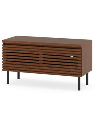 Mid-Century TV Stand with Fluted Design, Metal Legs, and Hidden Storage