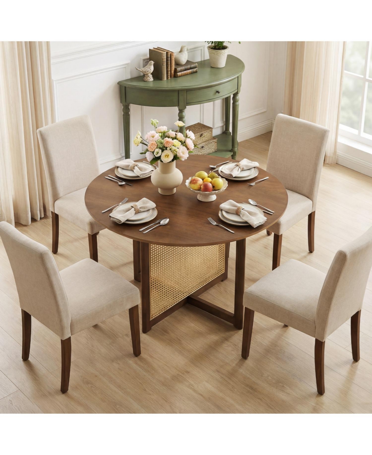 Slickblue Kitchen Round Table with Cross Pedestal Base for 2-4 People