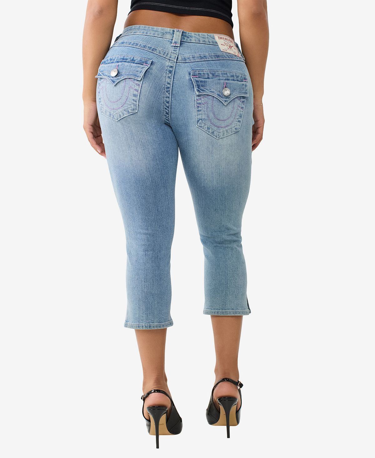 True Religion Women's Jennie Skinny Flap Capri Jeans view 4 — MAYCSS fashion products