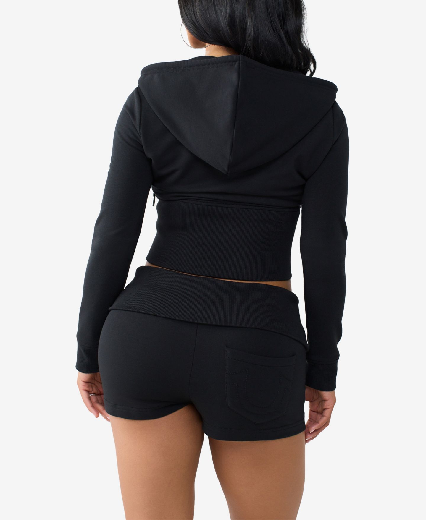 Женский свитшот True Religion Crystal Tight 2 Way Zip, цвет: Угольно-чёрный — фото 3