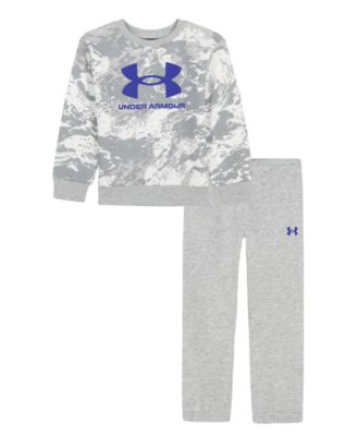 Under Armour Toddler Boys' 2T-4T Rival Fleece Crewneck Sweatshirt and Joggers, 2-Piece Set - White Camo/Mod Gray Heather