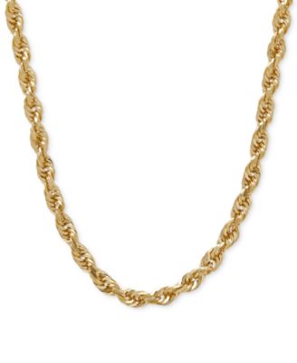 Glitter Rope Chain Necklace 4mm In Solid 14k Gold