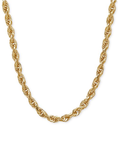 Macy's 030 Rope Chain 24" Necklace (4mm) in Solid 14k Gold & Reviews -  Necklaces - Jewelry & Watches - Macy's