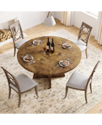 47 Inch Farmhouse Kitchen Round Dining Table for 4-6 Dining Room, Living Room, Kitchen (Table Only)