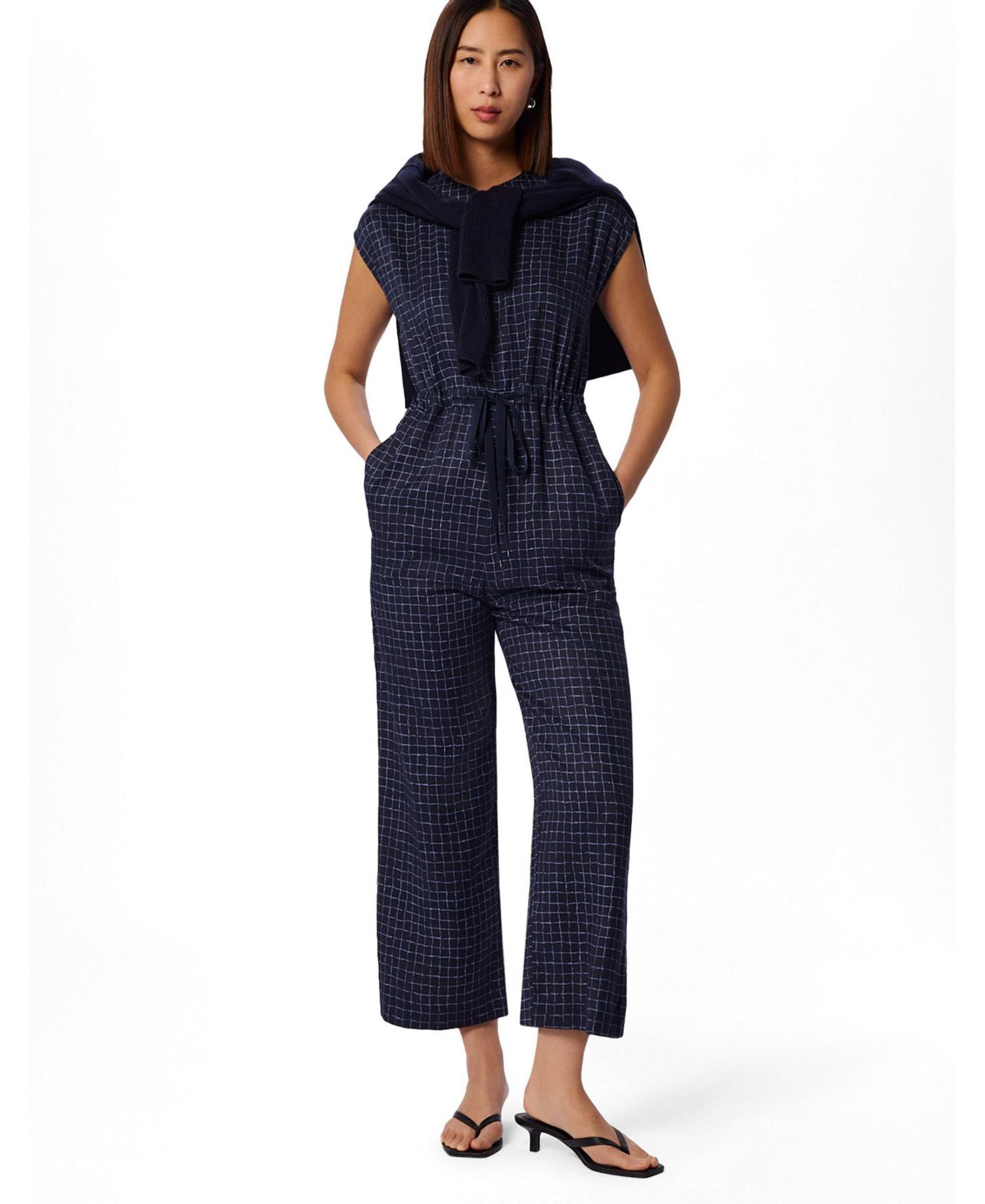 Women's Grid Print Sleeveless Jumpsuit