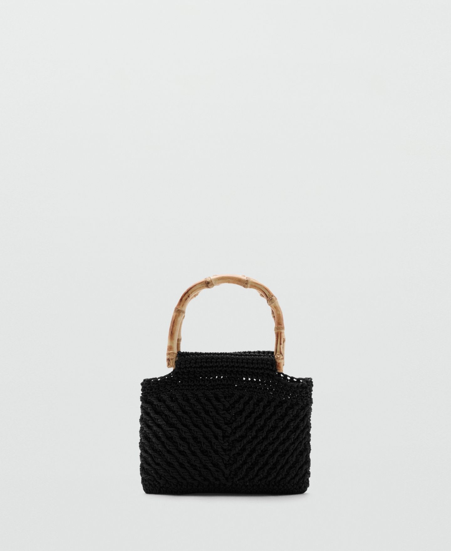 Женская сумка MANGO Bamboo Handle Handbag, цвет: Чёрный — фото 1