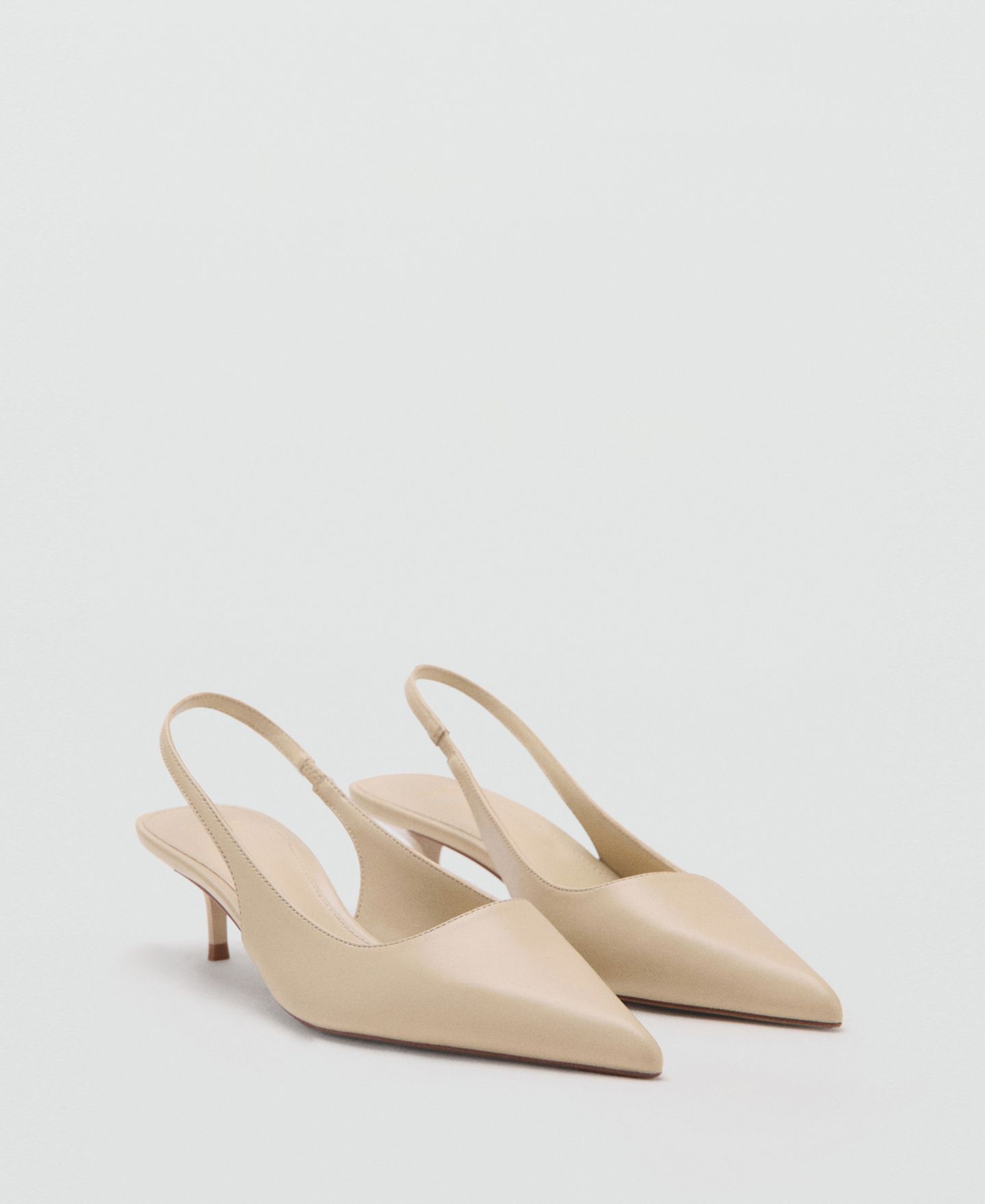 Женские туфли Mango Pointed-Toe Leather Heeled, цвет: Экрю — фото 6