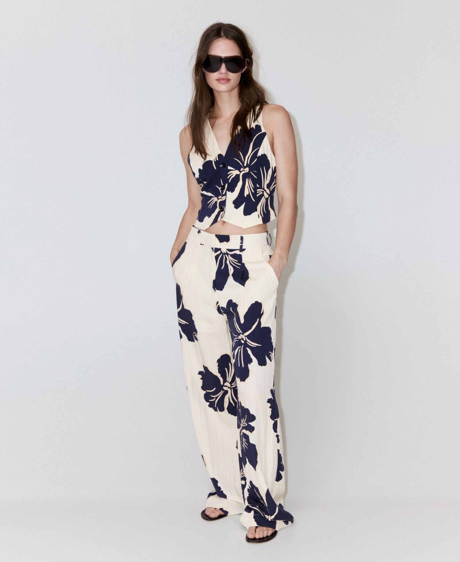 Women's Straight Floral-Printed Lyocell Pants