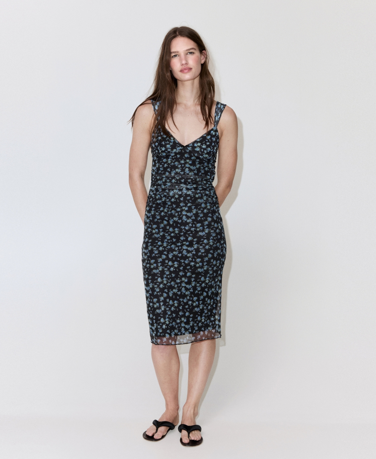 Mango Women's Floral Print Tulle Dress