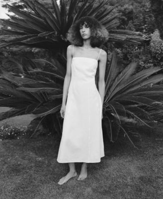 mango white cotton dress Flared cotton dress