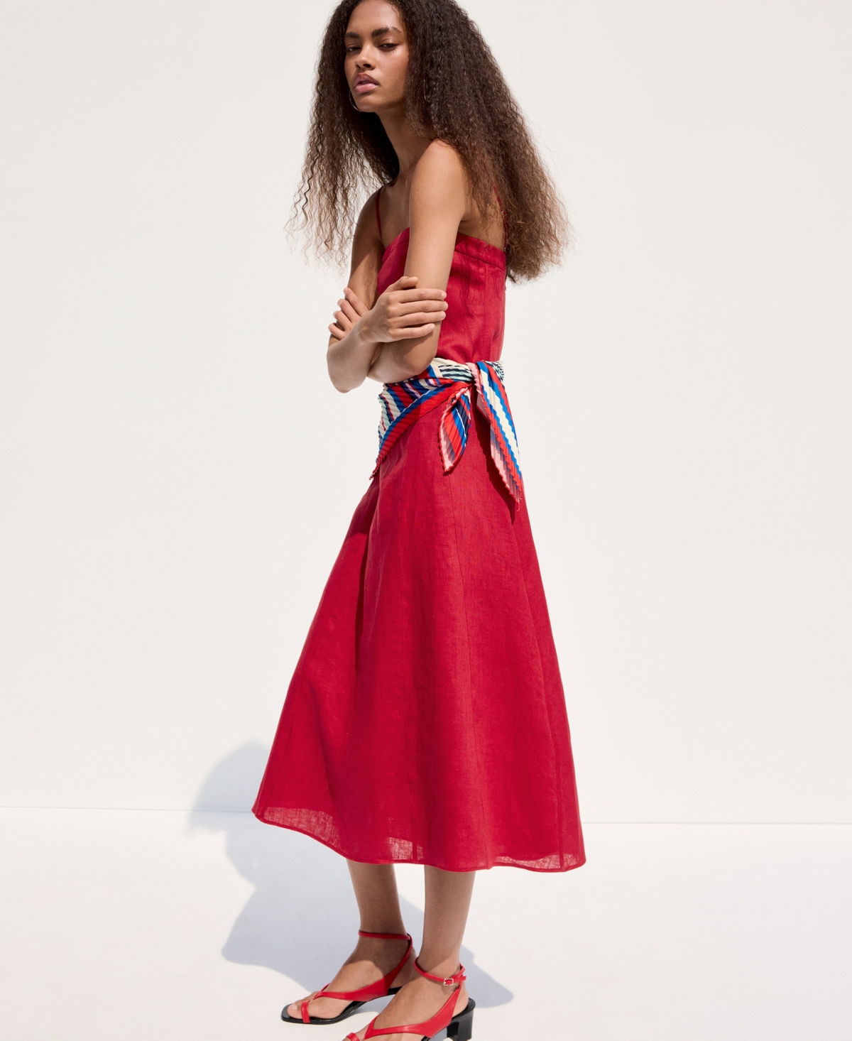 Mango Women's A-Line Linen Dress