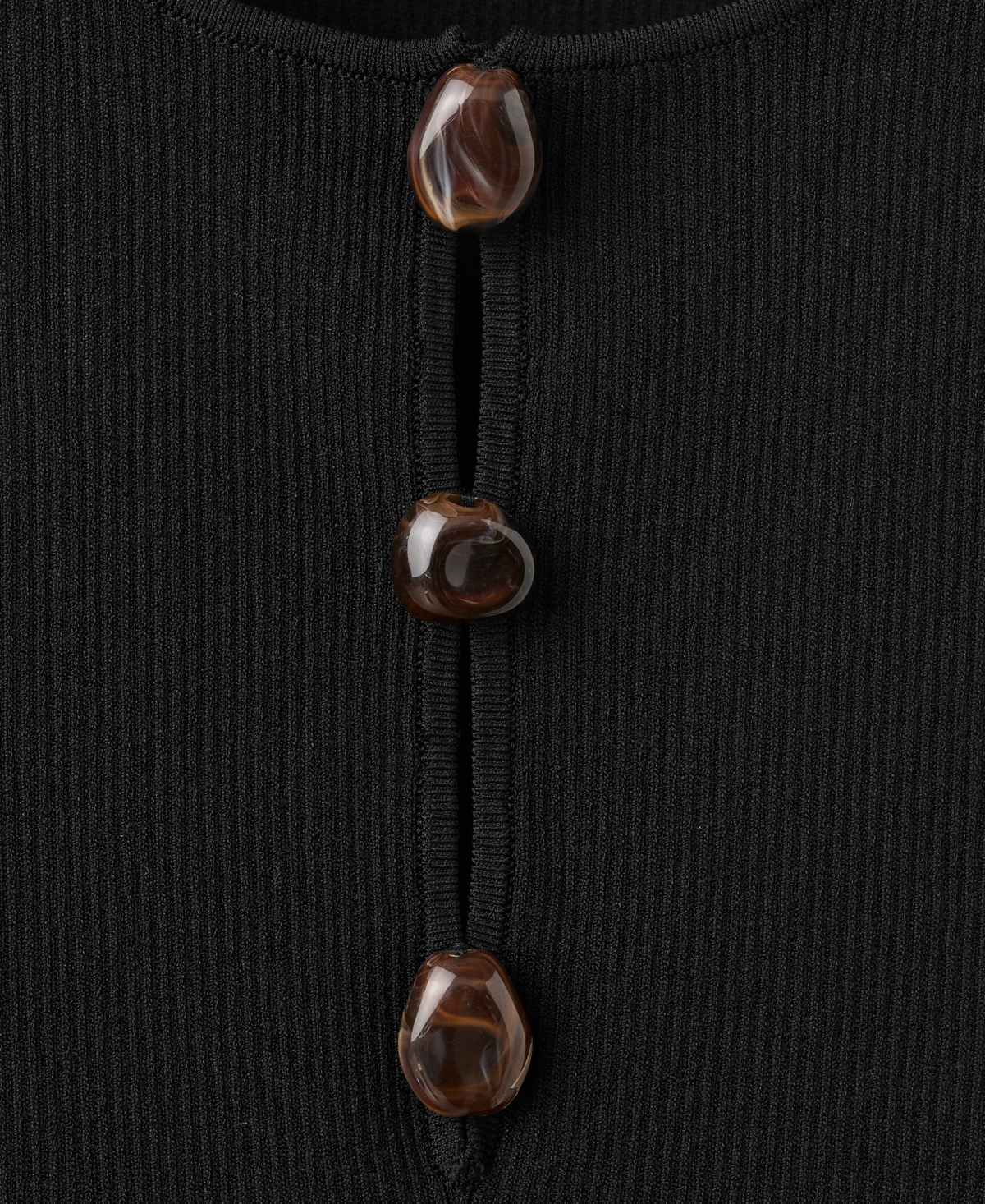 Mango Women's Beads Ribbed Top