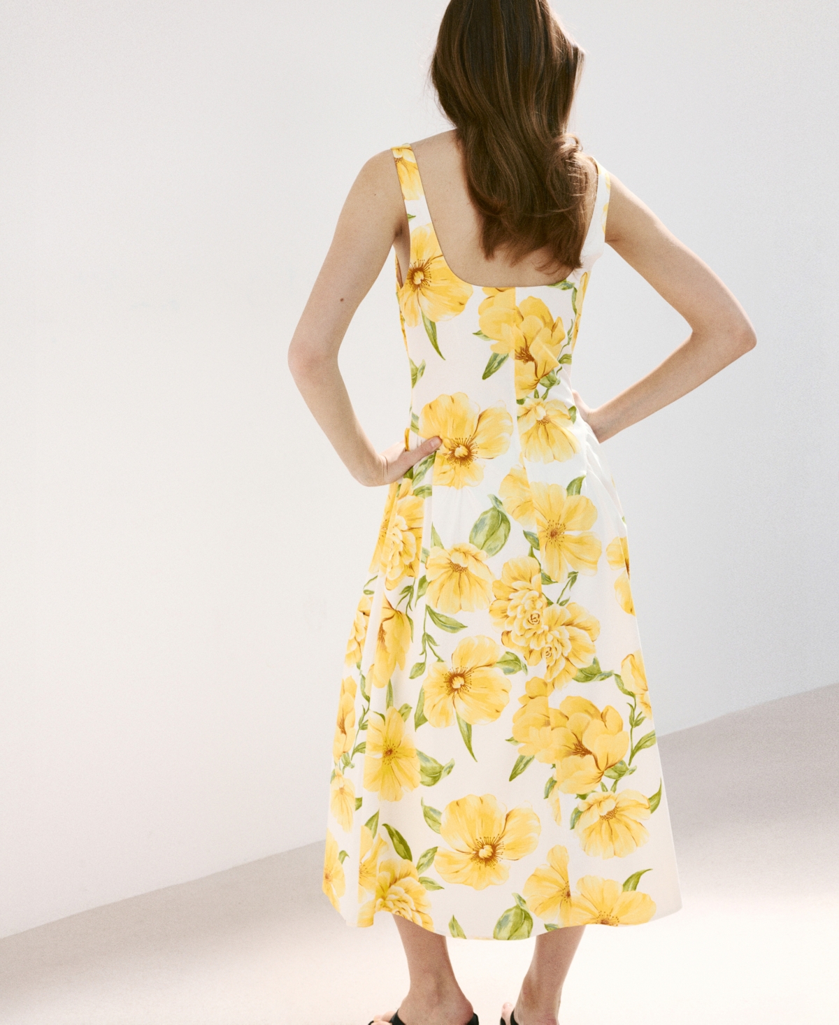 Mango Women's Gathered Waist Floral-Print Dress
