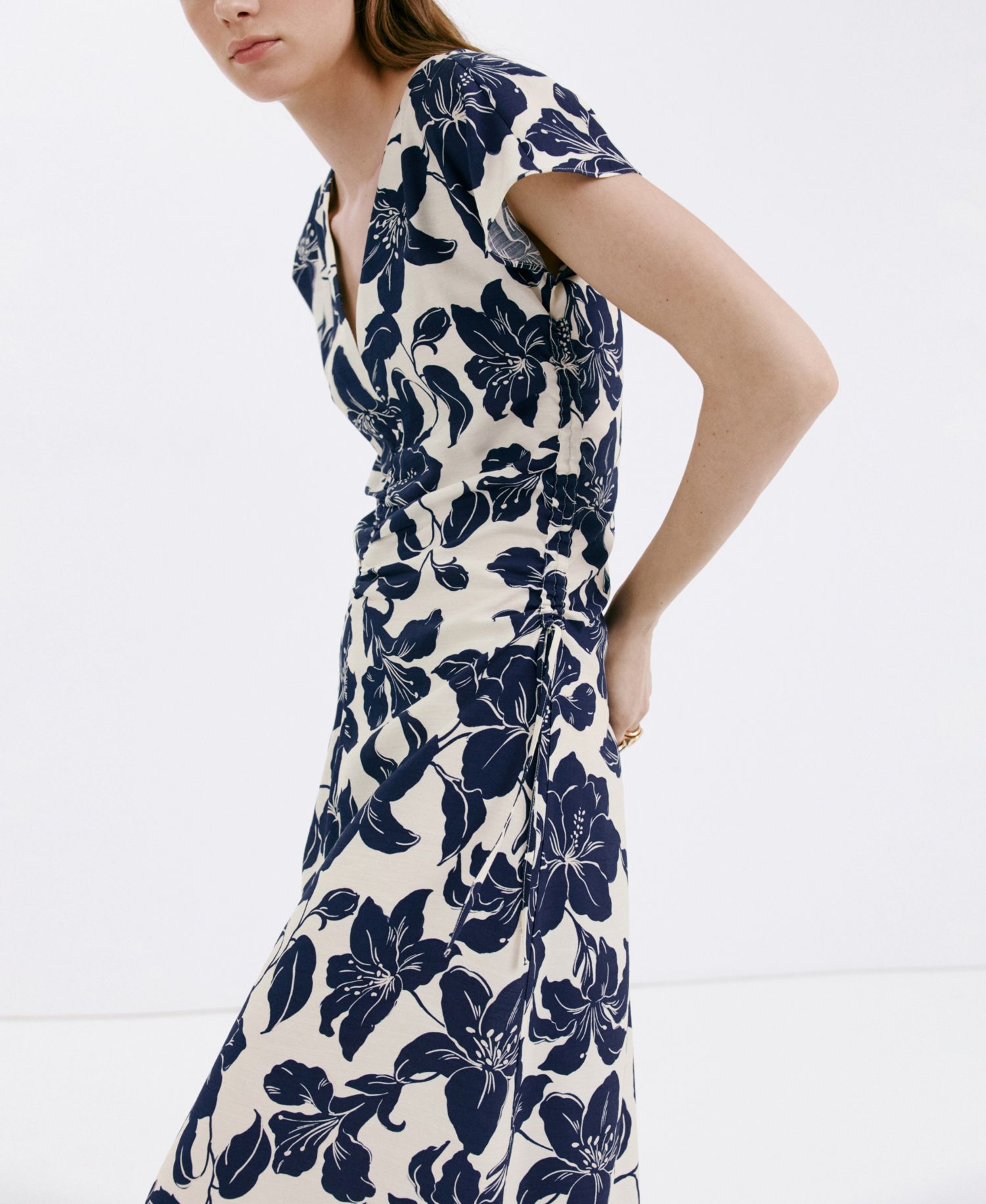 Women's Ruched Sides Floral Dress