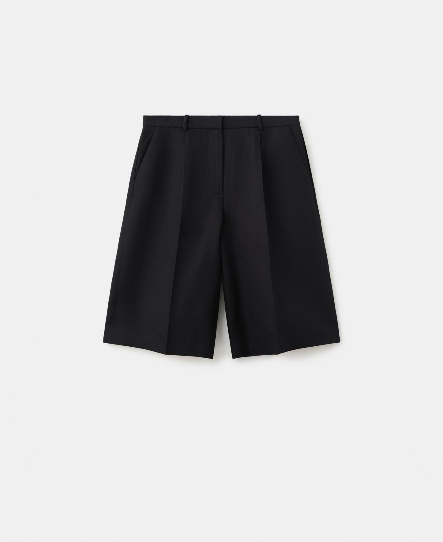 Женские шорты MANGO Straight Linen Bermuda, цвет: Чёрный — фото 1