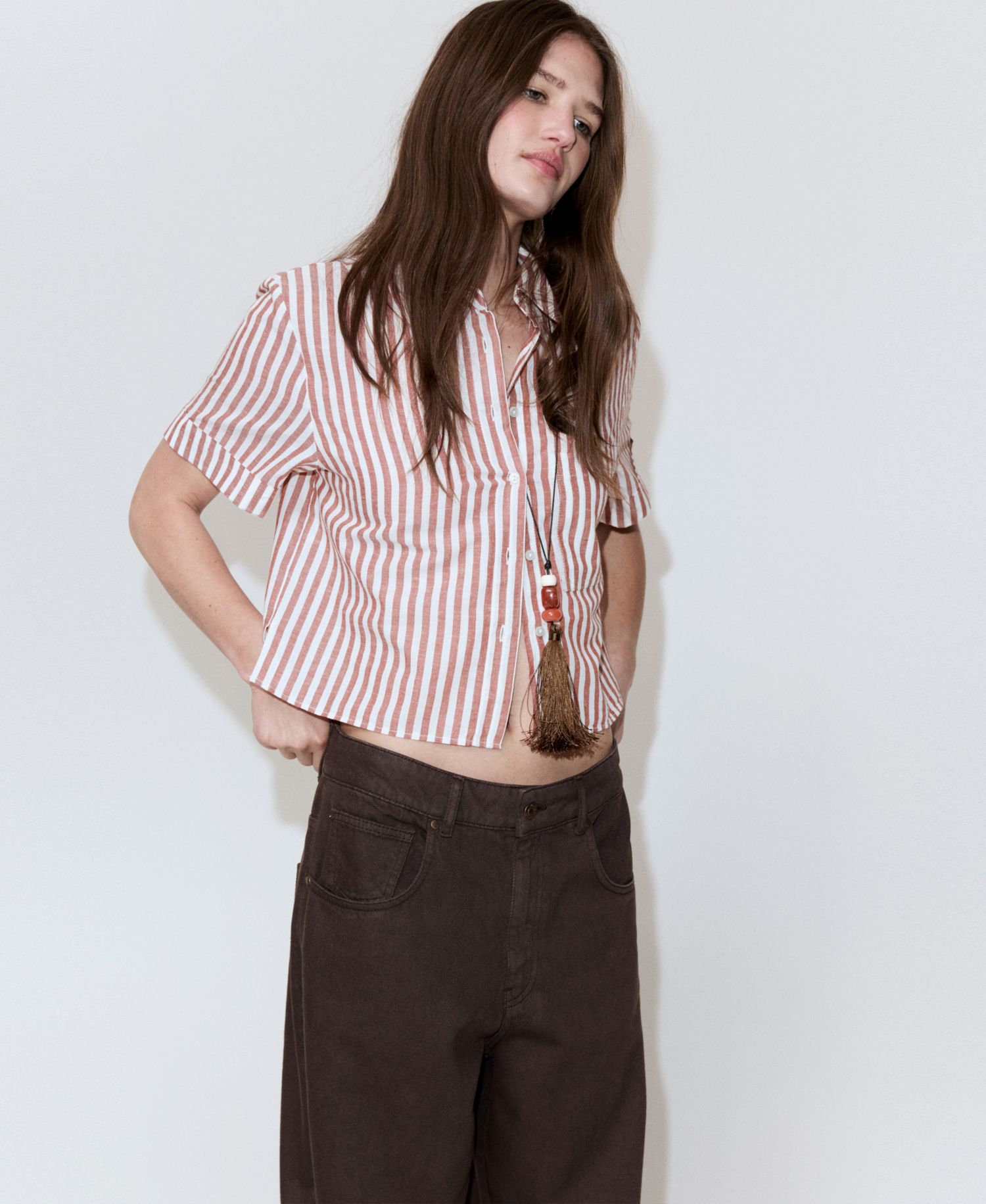Women's Striped Cotton Linen Shirt