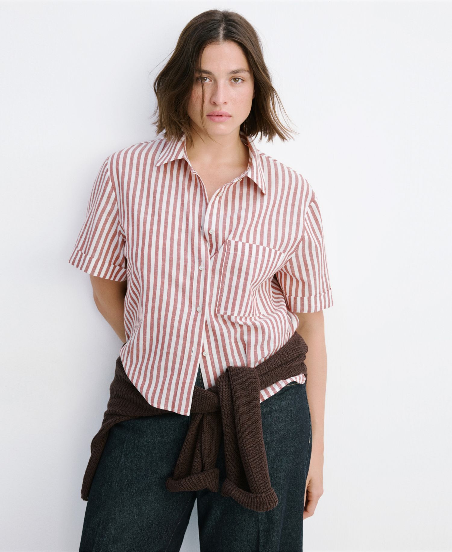 Women's Striped Cotton Linen Shirt