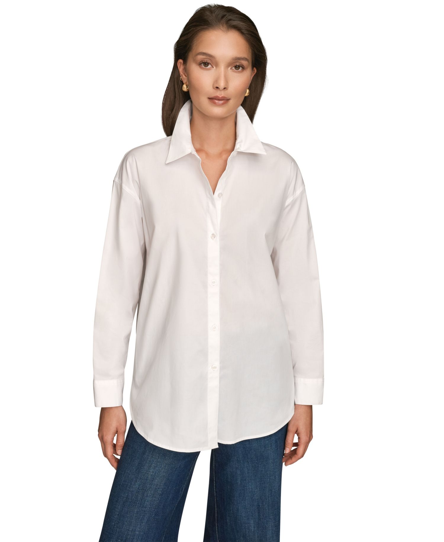 Women's Stretch Poplin Button-Down Shirt