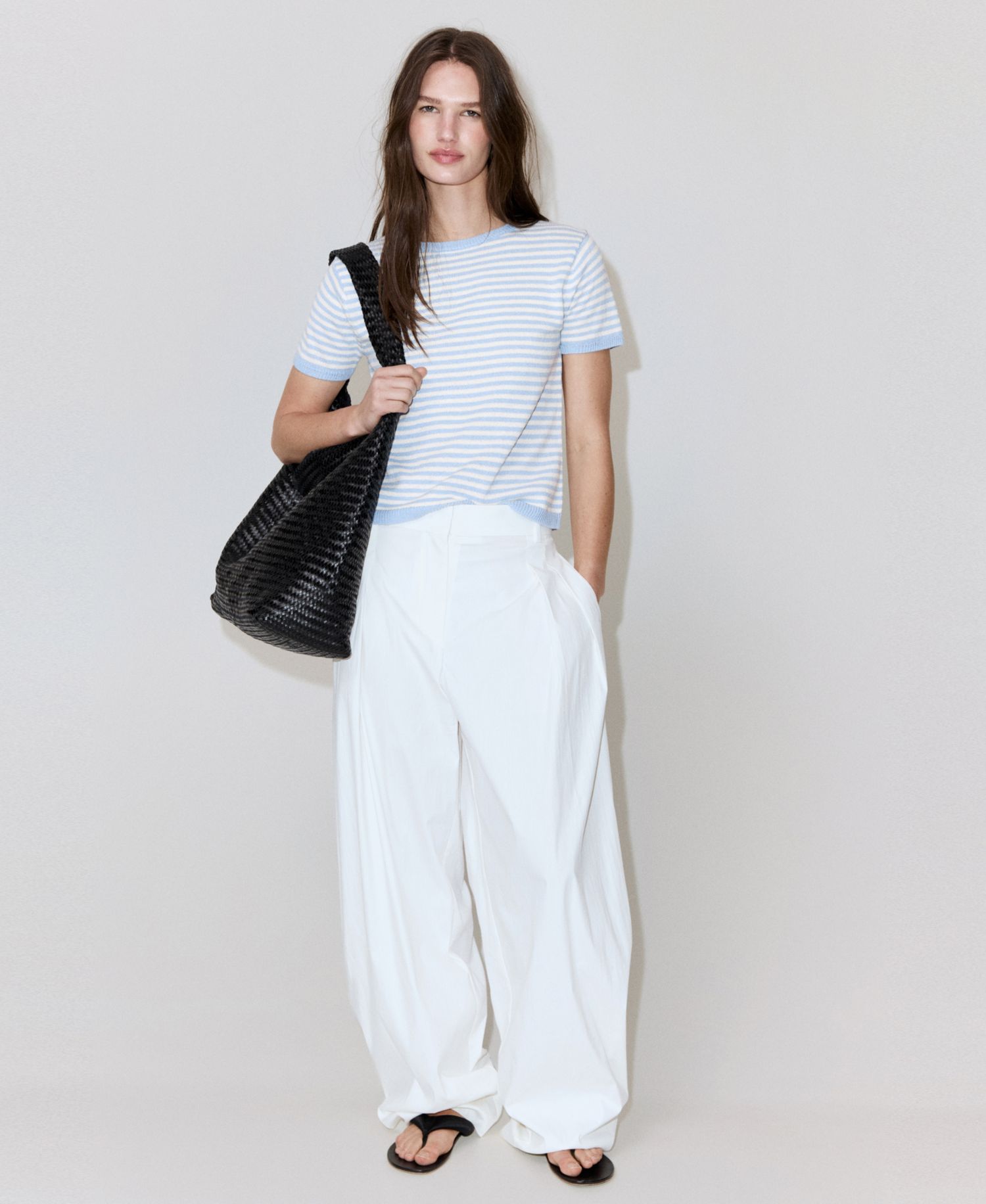 Women's Striped Short-Sleeved Sweater