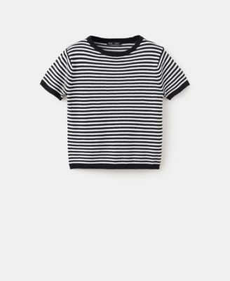 Women's Striped Short-Sleeved Sweater