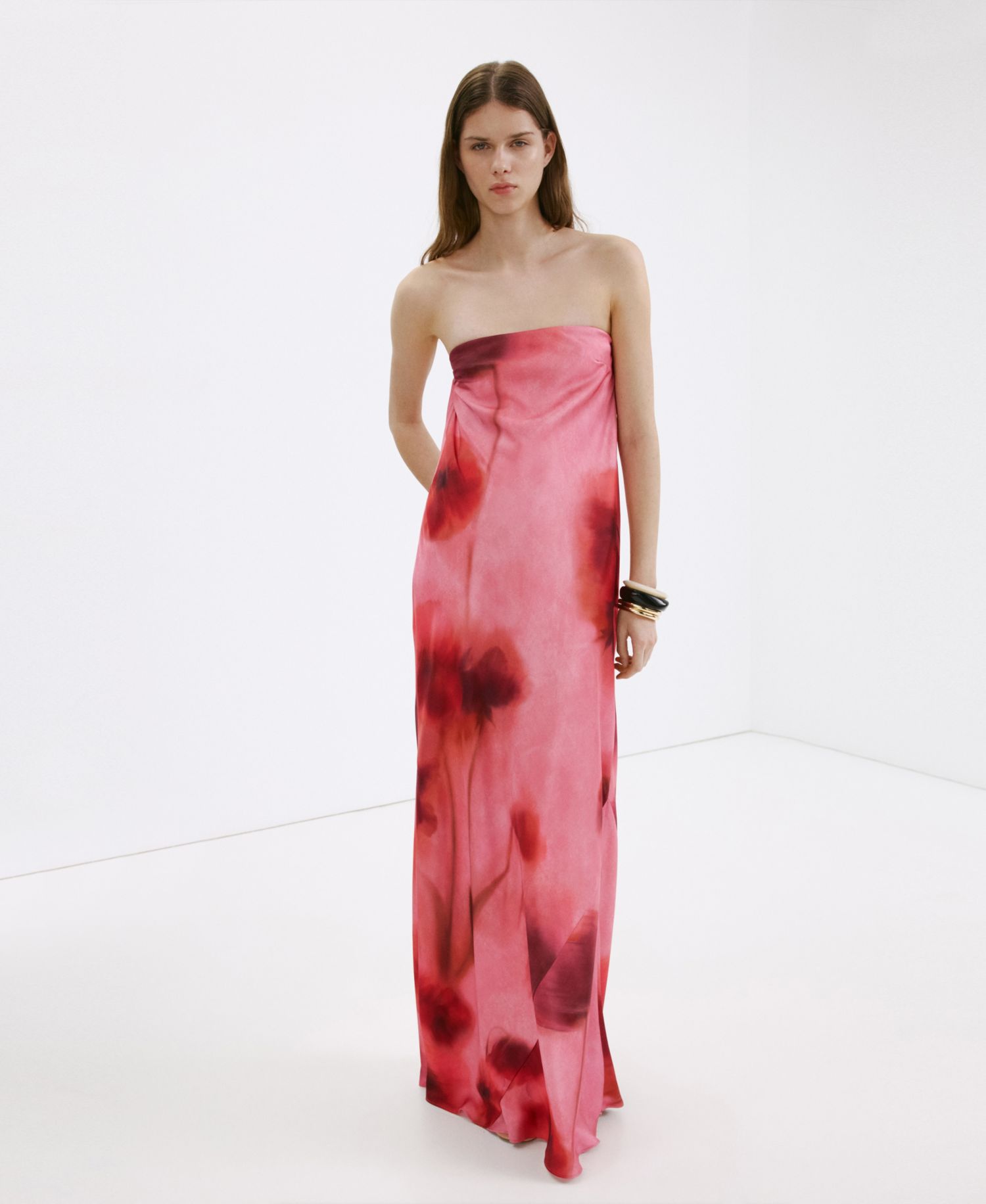 Women's Strapless Floral Dress