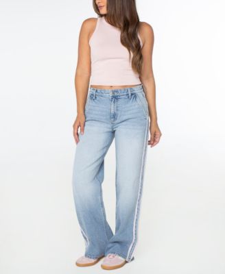 Women's Side-Striped Wide-Leg Jeans