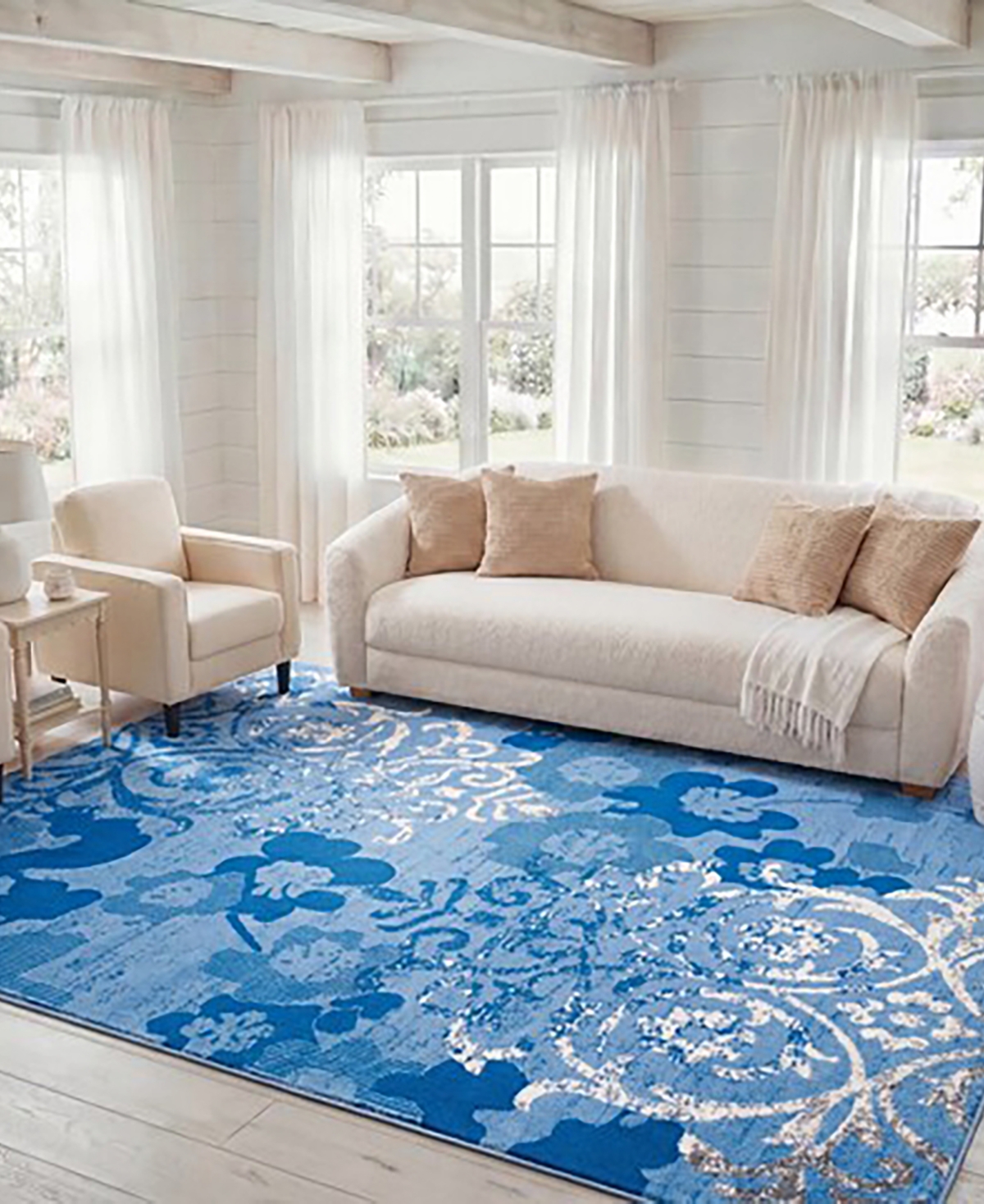 Safavieh Adirondack 114 Light Blue and Dark Blue 5'1" x 7'6" Area Rug