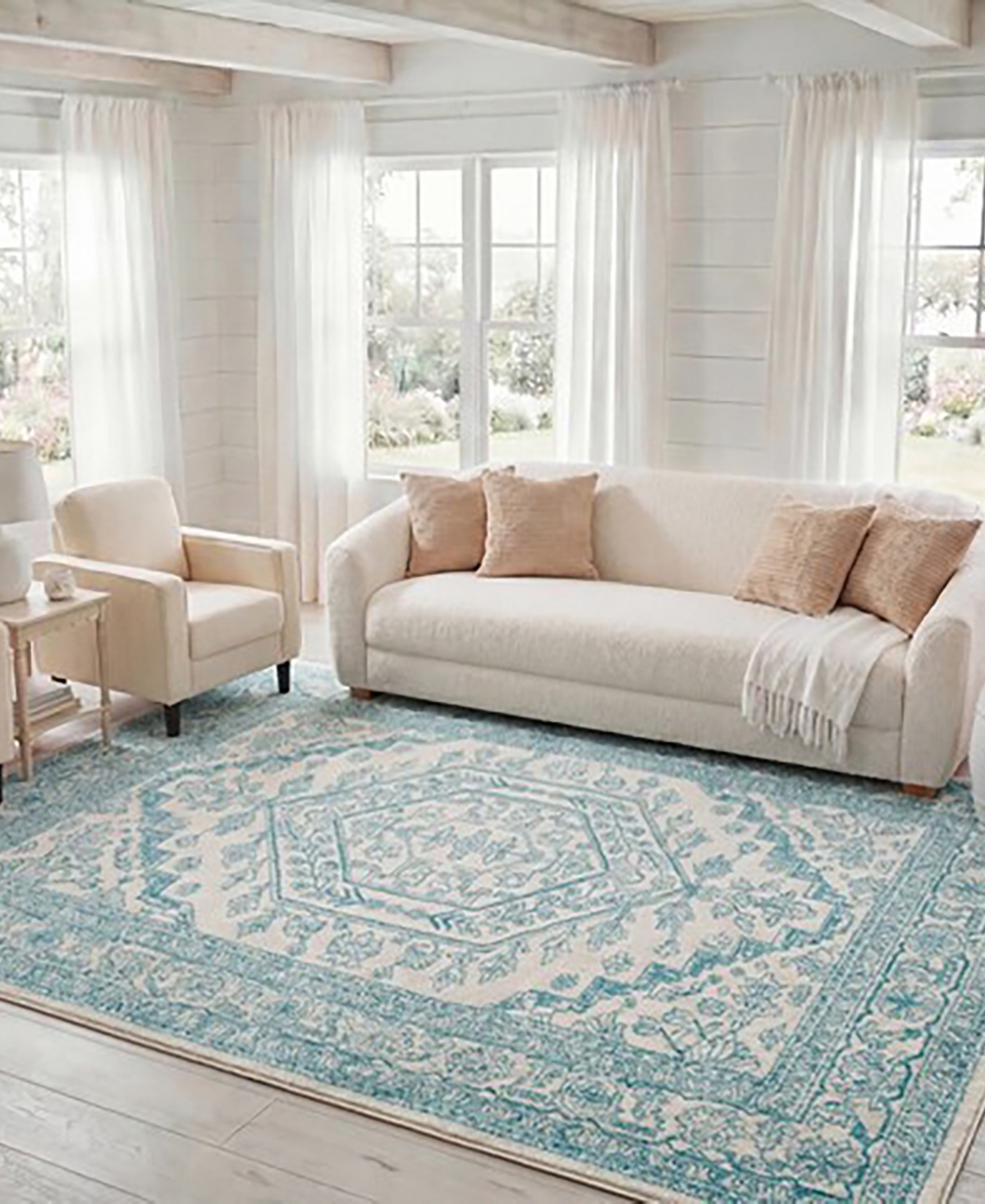 Safavieh Adirondack 108 Ivory and Teal 8' x 10' Area Rug