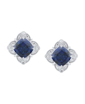 Lab-Grown Sapphire (3-3/4 ct. t.w.) & Lab-Grown White Sapphire (1/4 ct. t.w.) Stud Earrings in Sterling Silver (Also in Ruby)