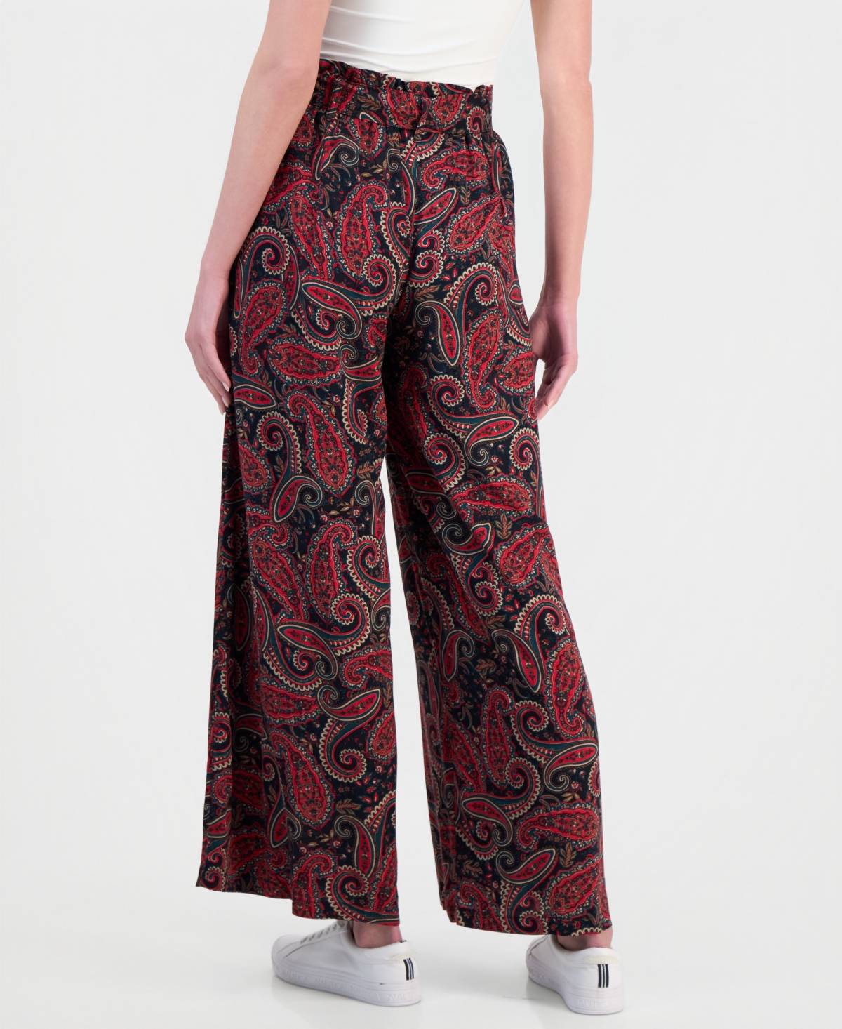 Nautica Women's Paperbag-Waist Paisley Pants