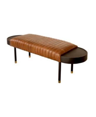 Warm Leather And Solid Wood Bench