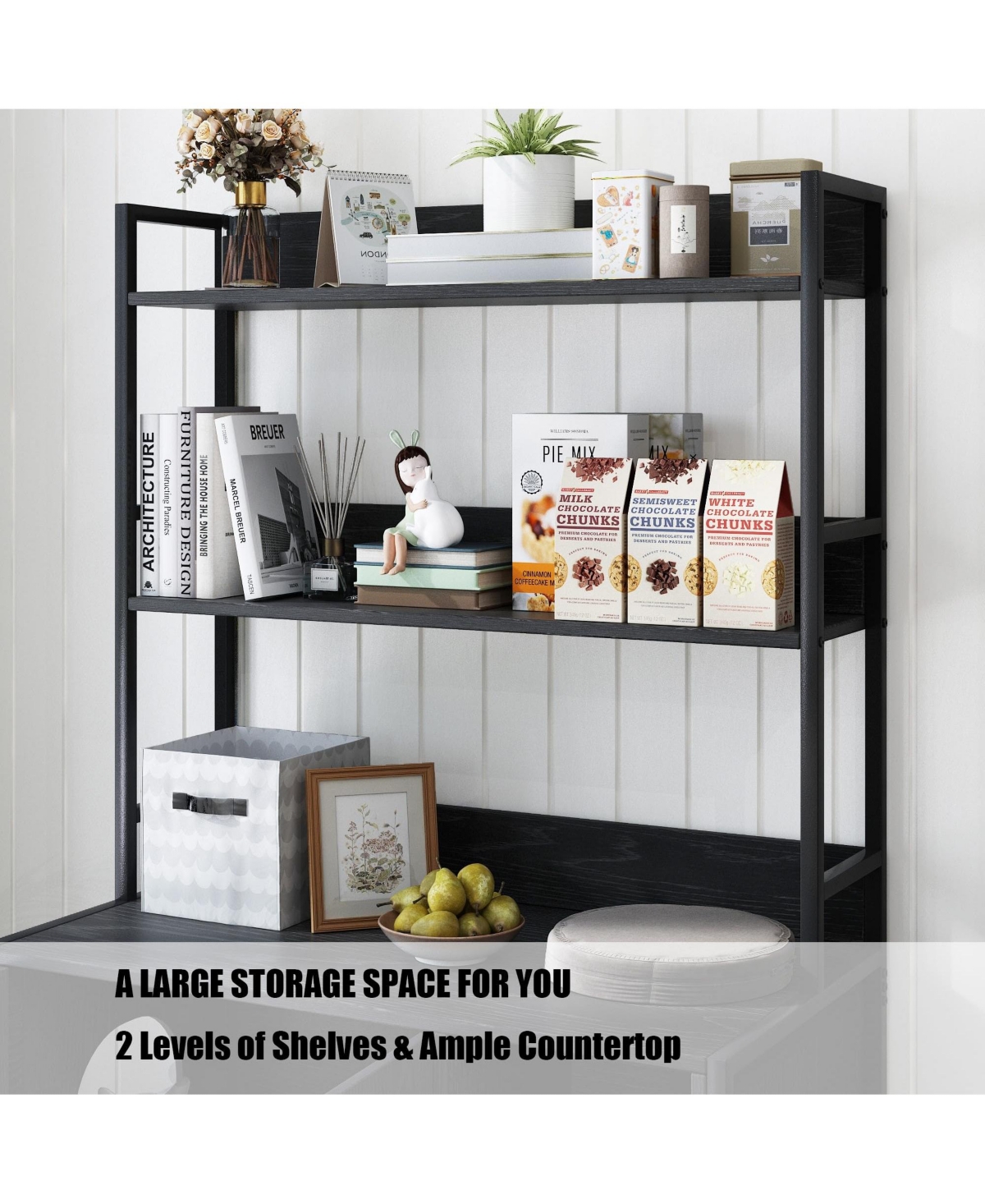 homfan 52" Cat Litter Box Enclosure with Storage Shelves and Double Doors, Modern Wooden Cabinet, Scratch Pad.
