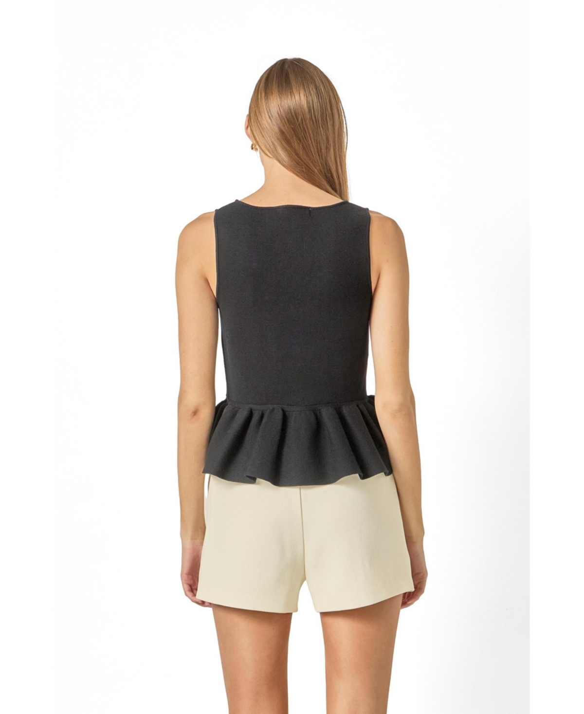 English Factory Women's Peplum Sleeveless Knit Top